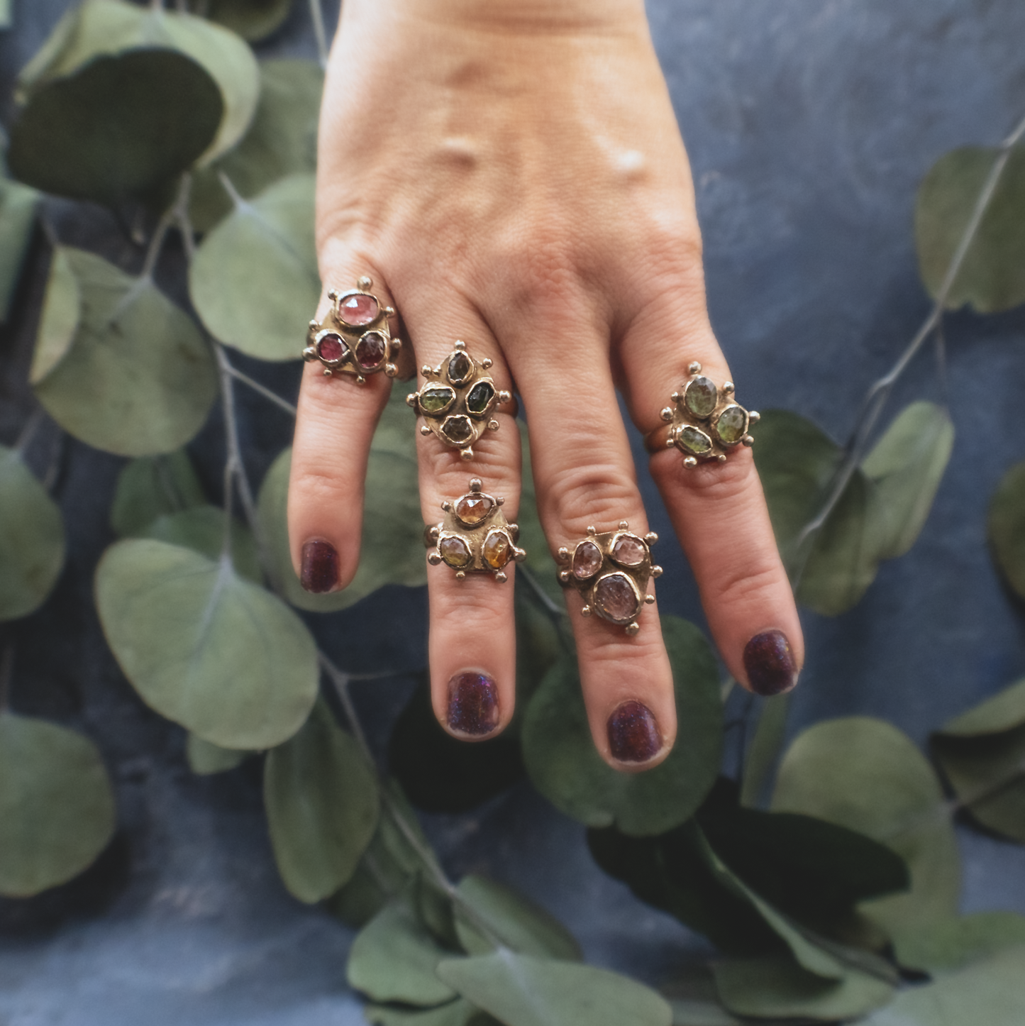 Ambrosia Seed Pod Ring I - Rose Cut Tourmaline Ring