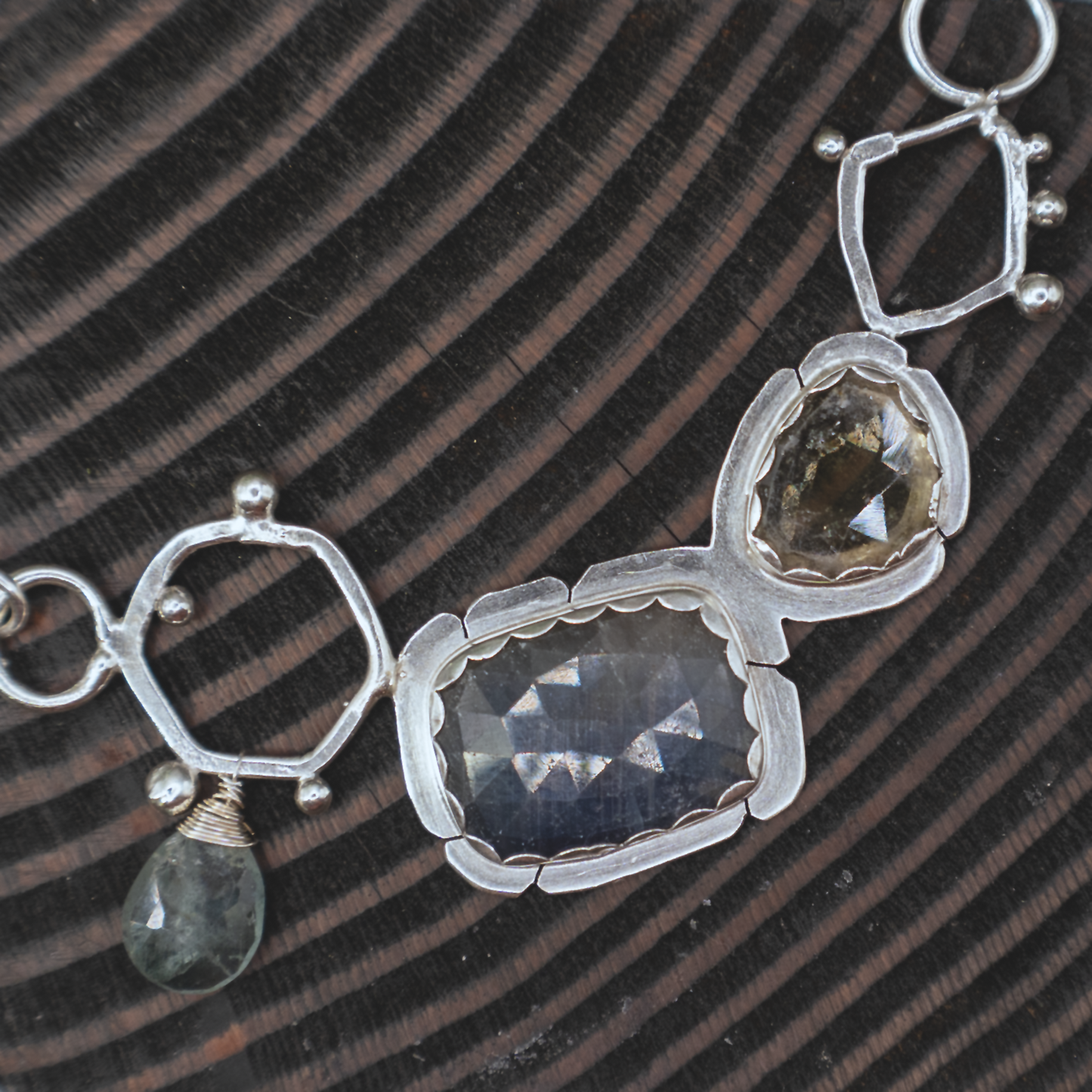 Apiary Necklace I - Sterling Silver Sapphire and Tourmaline Necklace