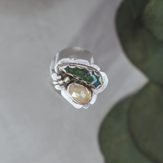 Healing Heart Ring - Opal and Silver Ring