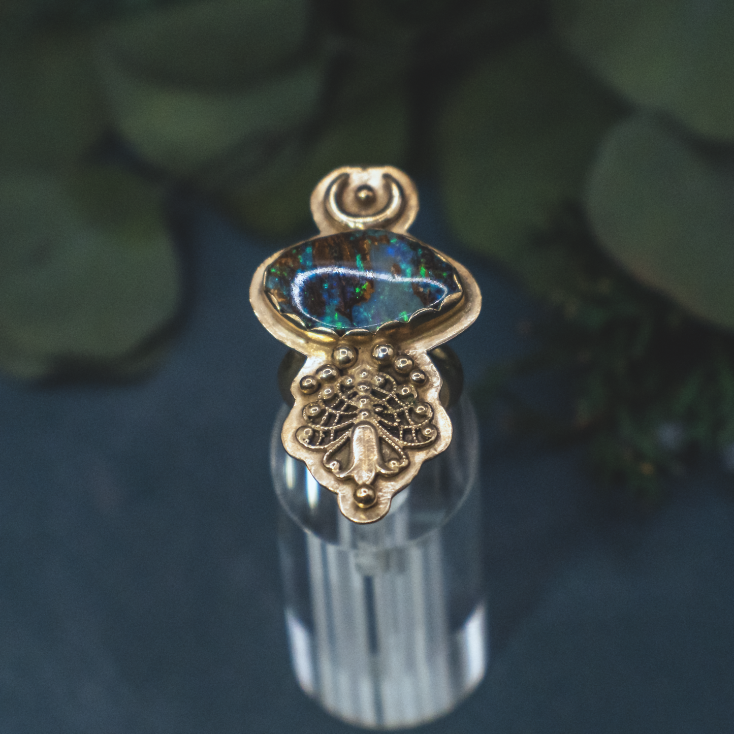 Moonspinner Ring - Australian Boulder Opal and 18k Gold Vermeil