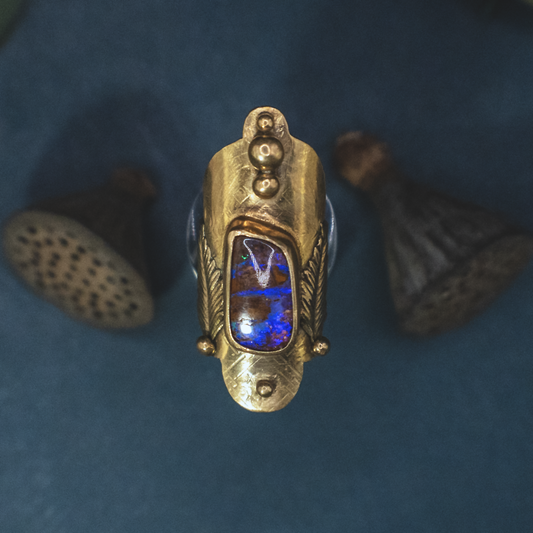 Illuminated River Ring - Australian Boulder Opal and 18k Gold Vermeil