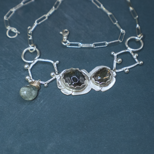 Apiary Necklace V - Sterling Silver Sapphire and Tourmaline Necklace