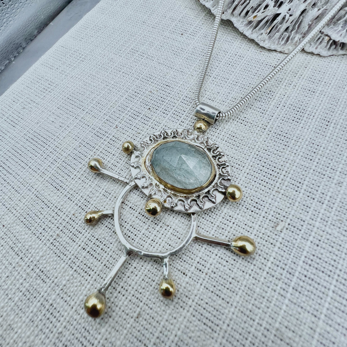 Prismatic Beacon Aquamarine Necklace III