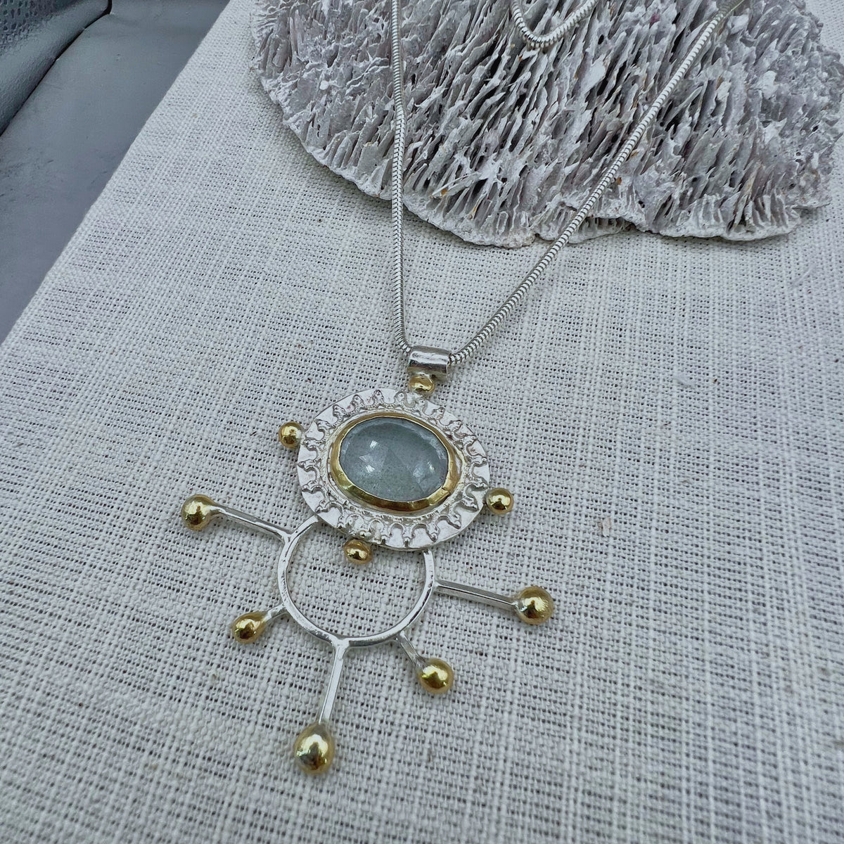 Prismatic Beacon Aquamarine Necklace II