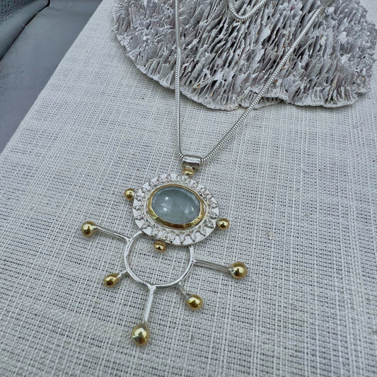 Prismatic Beacon Aquamarine Necklace II
