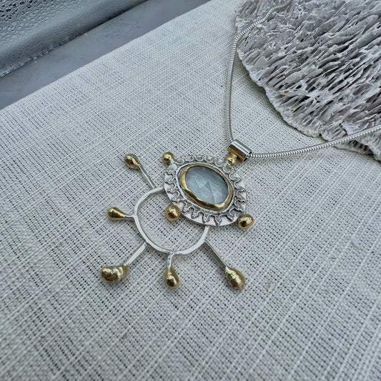 Prismatic Beacon Aquamarine Necklace I