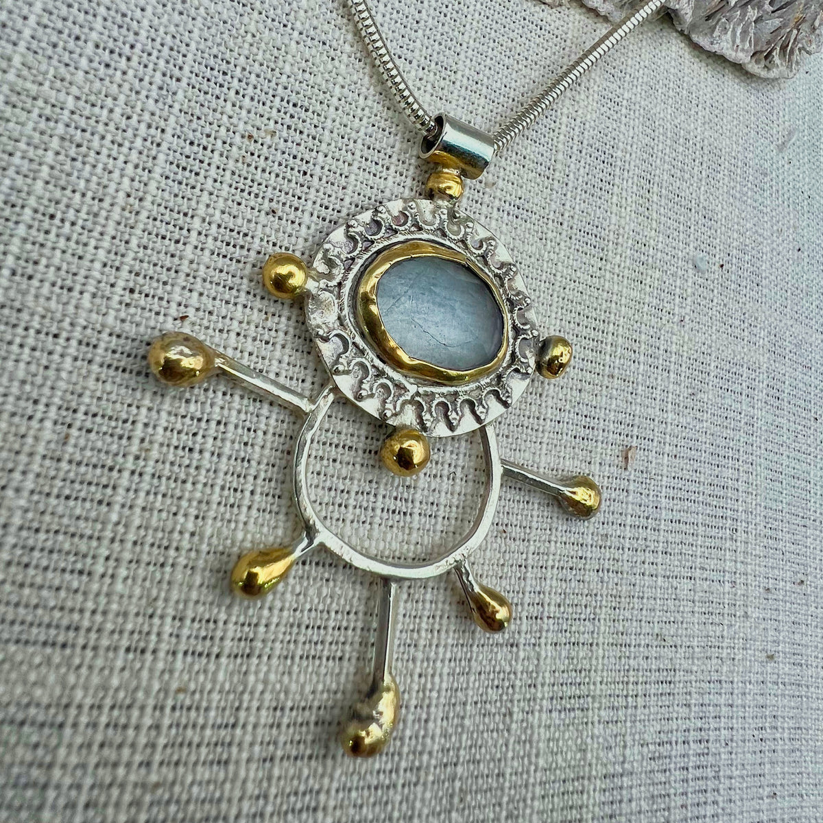 Prismatic Beacon Aquamarine Necklace I